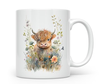 NEW RANGE! Highland Cow Printed Mug - Gorgeous Watercolour Artwork