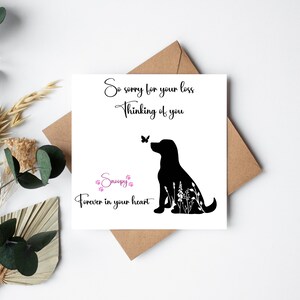 Personalised Card - Thinking of you - So sorry for your loss - Beautiful textured card 15x15cm - Pet Loss - Sympathy - Dog - Bereavement