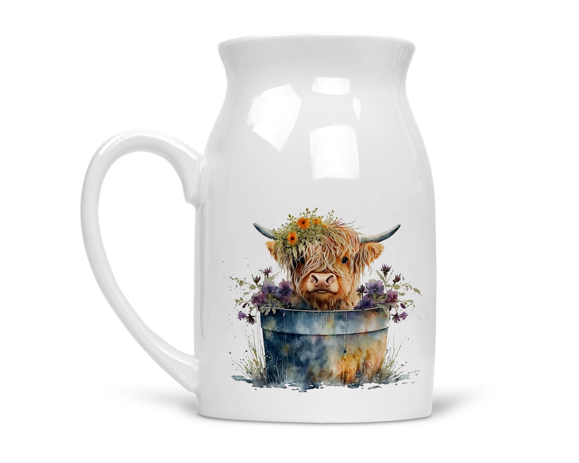 Pot à Lait Vache Highland Noble & Page - Pichet Ou Vase Décoratif, Lave-vaisselle Safe