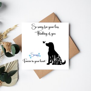 Personalised Card - Thinking of you - So sorry for your loss - Beautiful textured card 15x15cm - Pet Loss - Sympathy - Dog - Bereavement