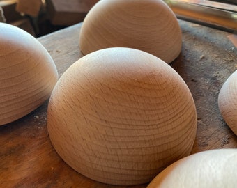 Wooden Dome, 6cm to 34cm diameter crafts half-ball hemisphere, natural, Redwood