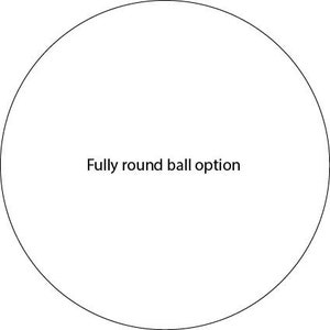 Puede incluir: Un c&iacute;rculo blanco con el texto "Fully round ball option" en el centro.