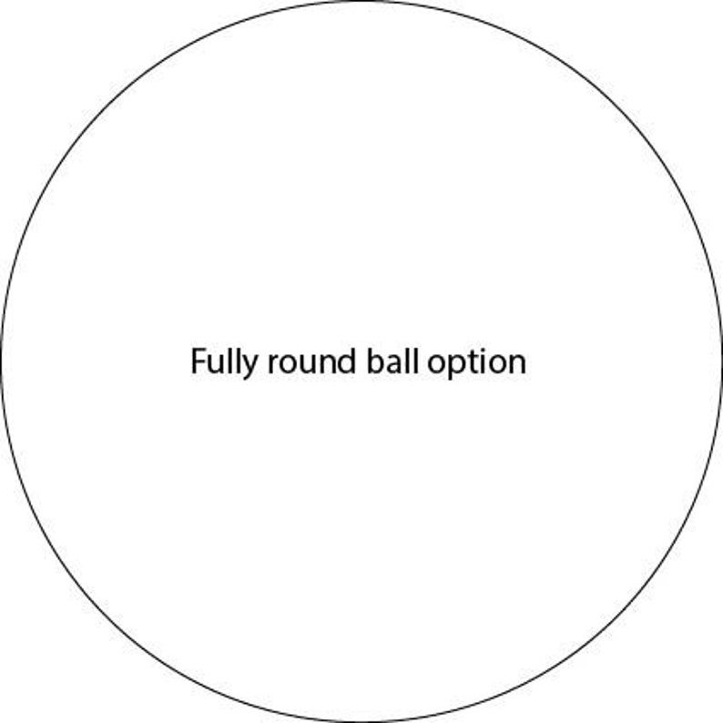 Puede incluir: Un c&iacute;rculo blanco con el texto "Fully round ball option" en el centro.