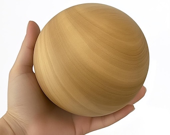 Bola de madera a medida de 5,51 pulgadas / 14 cm de diámetro, acabado natural, roble, nogal, pino