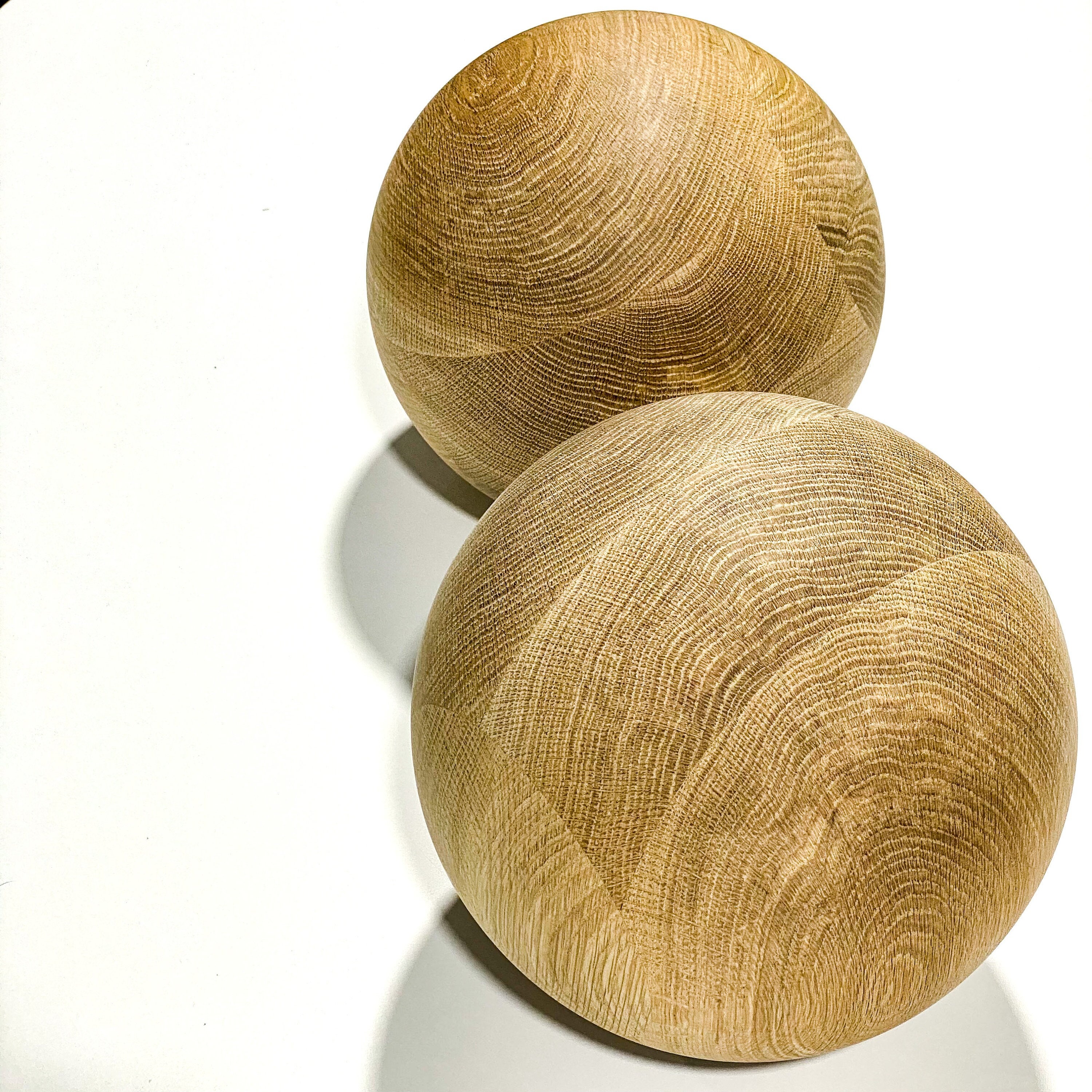 Bespoke Oak Wooden Ball 10cm to 34cm / 3” to 14” diameter, natural finish, large, hardwood
