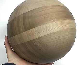 Bola de madera a medida de 11,81 pulgadas / 30 cm de diámetro, acabado natural, roble, nogal, pino