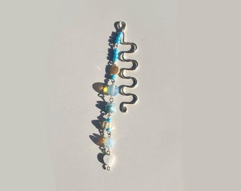 Beaded book charm, tassel chain bookmark, blue metal book mark