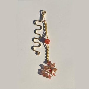 beaded wire tassel bookmark, beaded book charm, strawberry quartz crystal