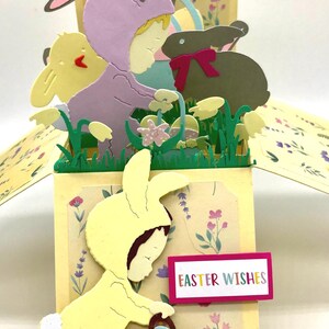 Easter,bunnies,chicks.pop up card.