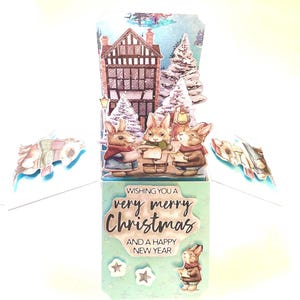 Pop up Christmas cute animals card