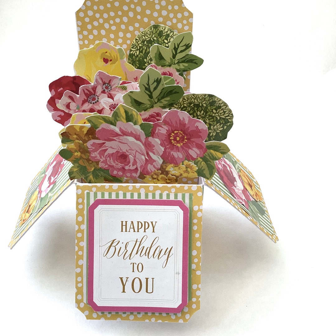 Happy Birthday Bouquet of Flowers Pop up Card 3d - Etsy