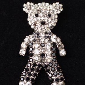 90s sparkly teddy bear brooch, 90s novelty animal pin, 1990s costume jewelry, cute retro animal lapel pin, gift for her vintage