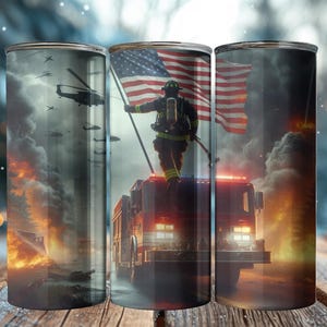 USA Firefighter 20 oz Straight Tumbler Sublimation Design Digital Download PNG, Skinny Tumbler Design Digital Only, Firefighter Tumbler Wrap