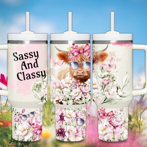 Baby highland cow, Sassy And Classy, 40oz wrap, Sublimation design templates, 40oz png Digital download. Clip art download