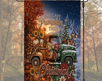 Garden Flag Png Digital Download Fall Christmas Vintage Truck Autumn Holiday Seasonal Yard Outdoor Printable Transitional Graphic Pumpkin