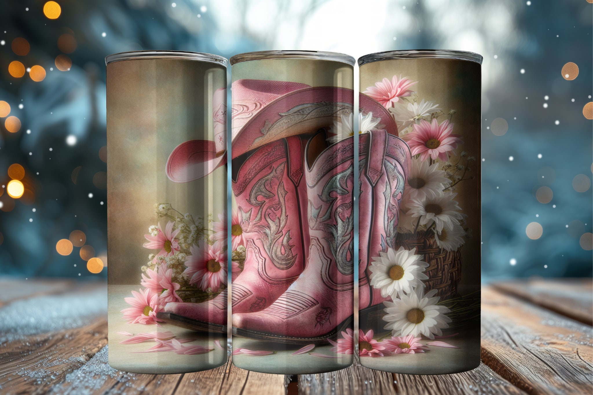 Cowgirl Boots Tumbler Wrap, Western Sublimation Design (digital ...