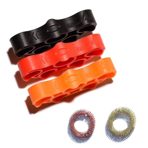 Finger Resistance Band Trainer Set - Rehabilitation, Grip Strength + Massage Rings