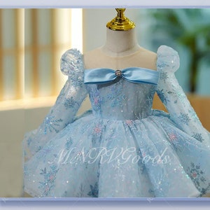 Blue Sequin Flower Girl Dress With Snowflake Sequins Toddler Tutu Gown ...