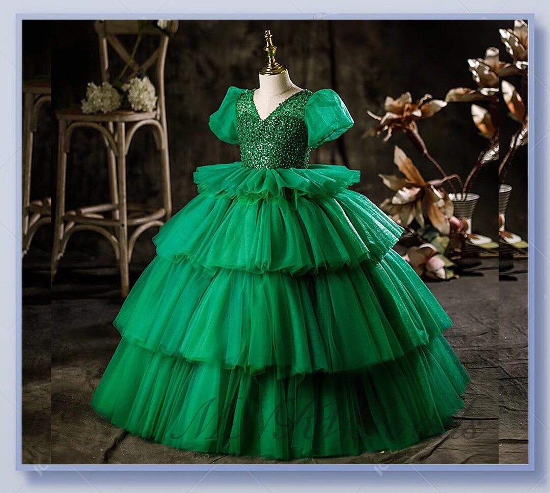 Elegant Emerald Green Toddler Pageant Dress for Girls Long Etsy