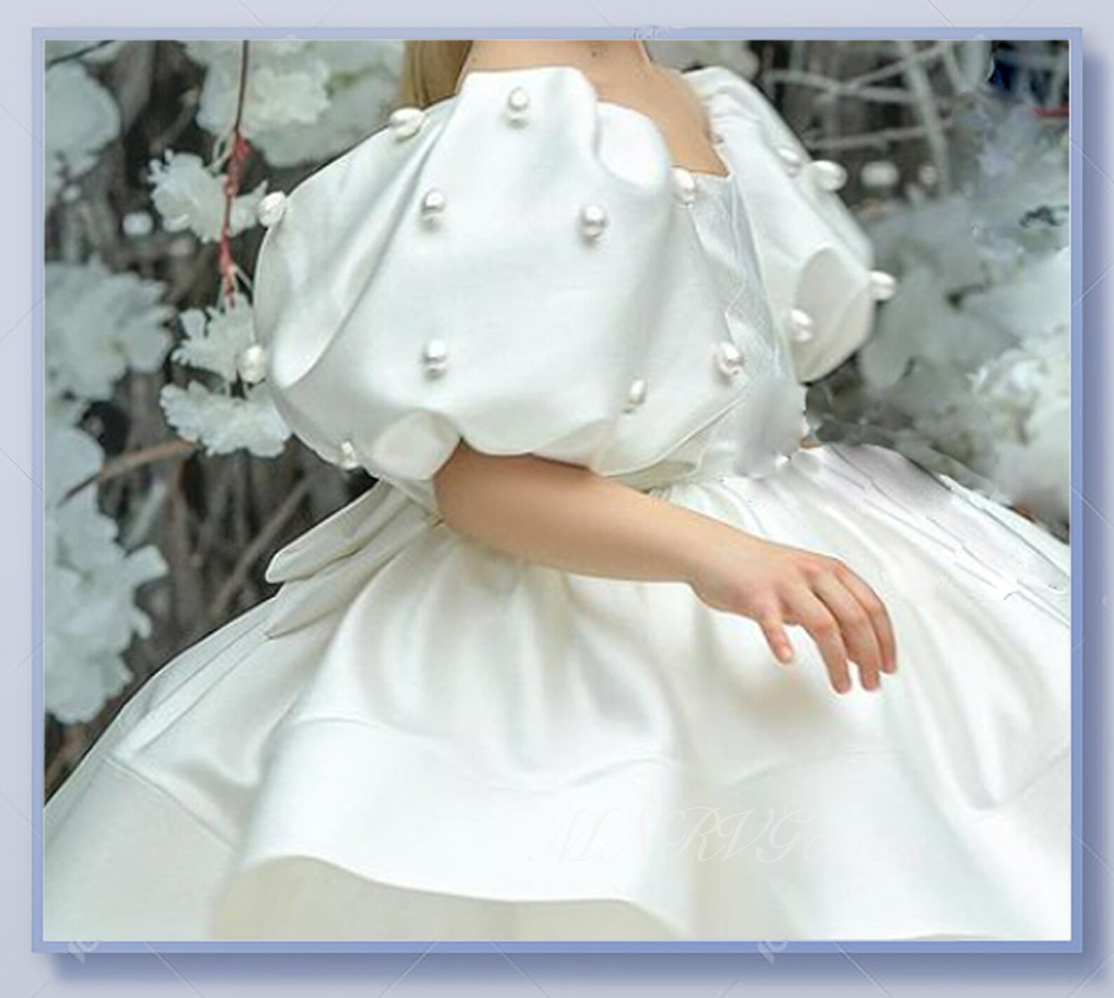 Elegant White Satin Flower Girl Dress Pearls Toddler Pageant Etsy