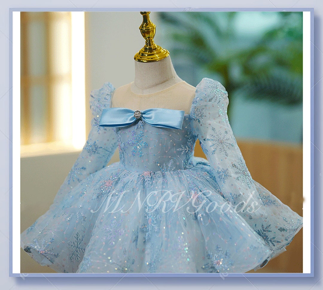 Blue Sequin Flower Girl Dress With Snowflake Sequins Toddler - Etsy