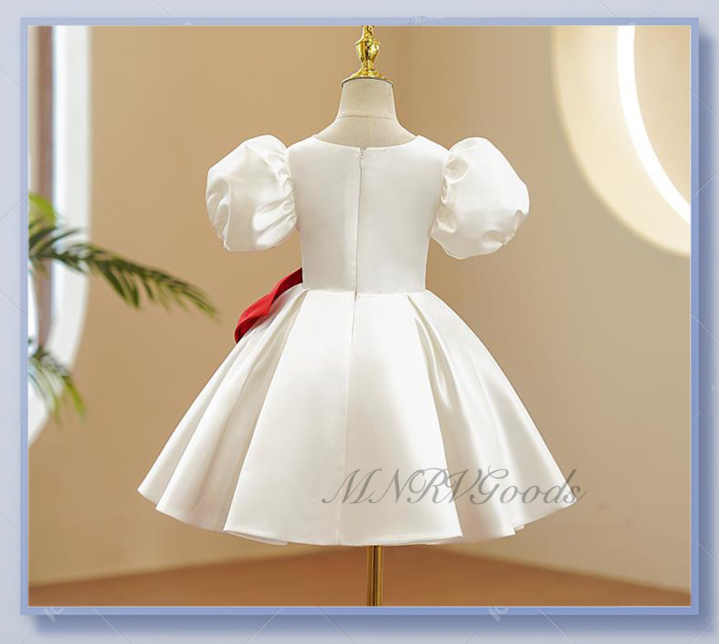 3T Elegant White Satin Flower Girl Dress Toddler Pageant Dress - Etsy