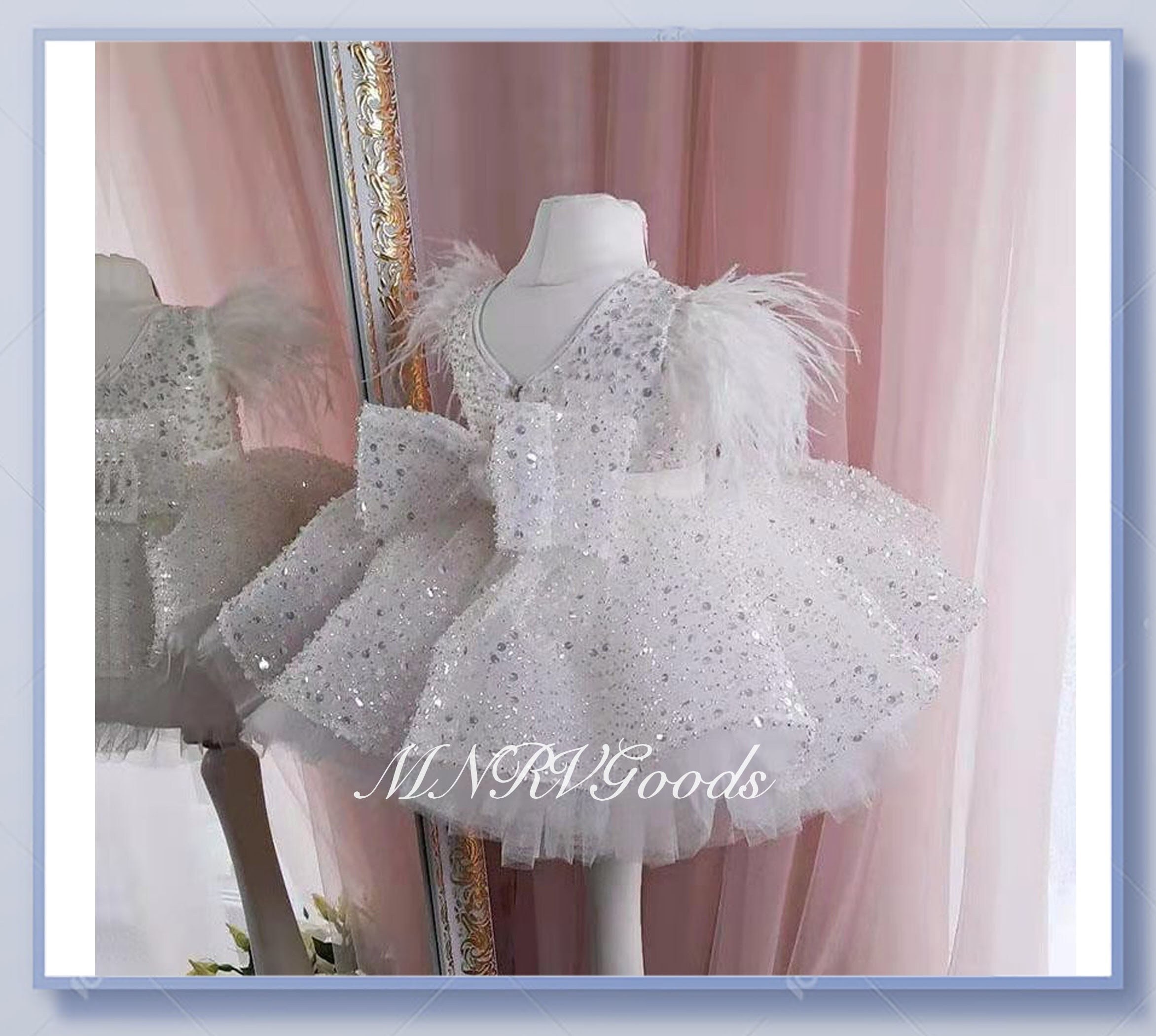 0-3T White Sequin Flower Girl Dress ...