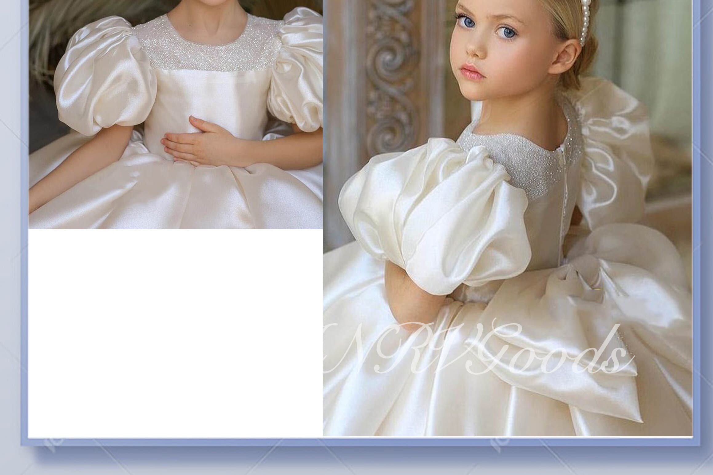 3T Sample Flower Girl Dress Toddler White Organza Dress Sliver Etsy