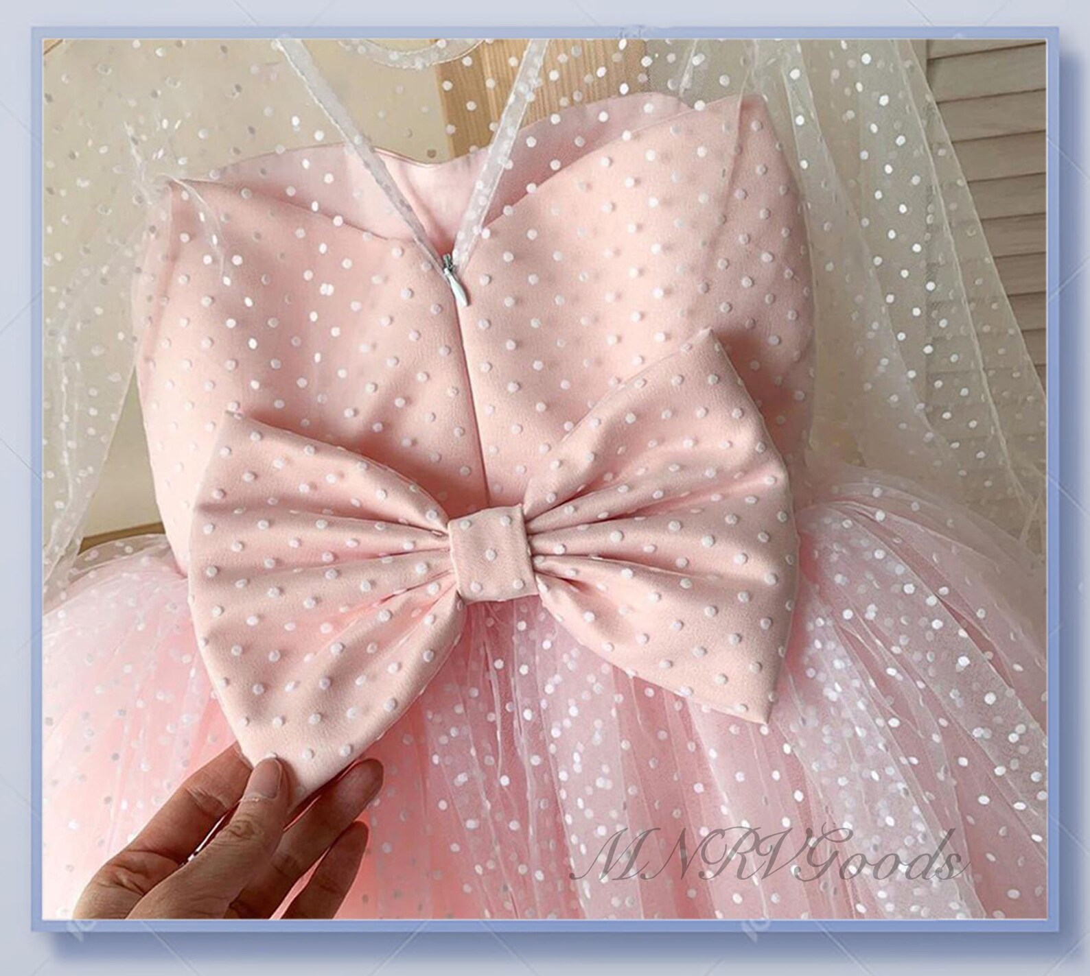 Pink Flower Girl Dress White Tulle With Polka Dot Toddler Etsy