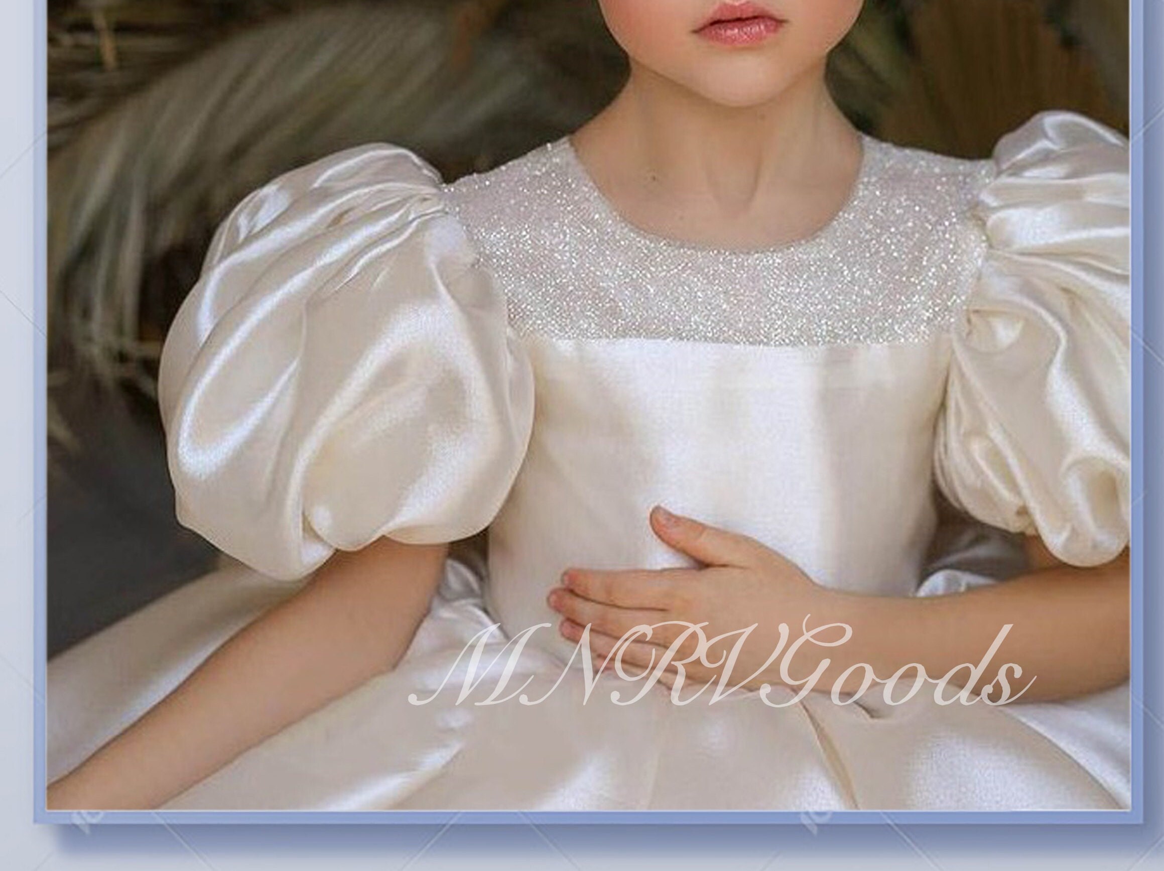 3T Sample Flower Girl Dress Toddler White Organza Dress Sliver Etsy