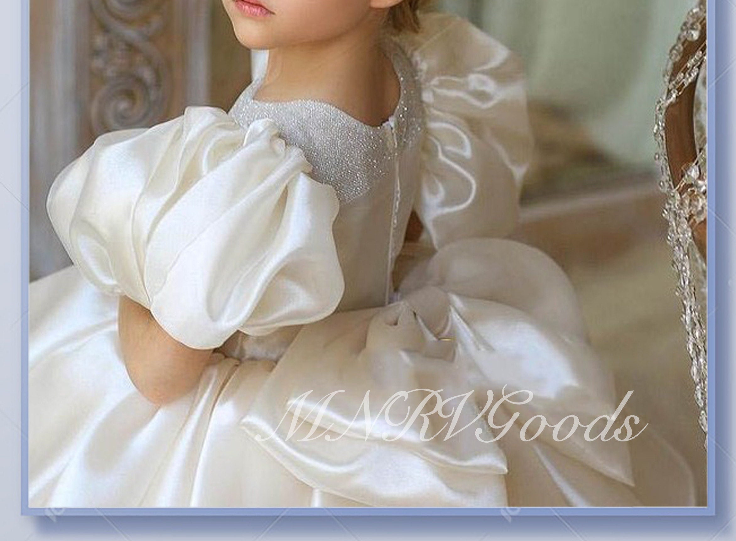 3T Sample Flower Girl Dress Toddler White Organza Dress Sliver Etsy