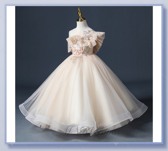 Junoesque Apricot Flower Girl Dresses Spray Gold Tulle Pageant Etsy