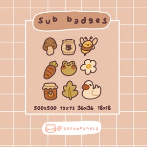 Cottagecore bitties: para Sub Badges / Twitch bits / Discord / Cottagecore / 9 níveis /