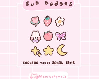 Cutiepie bitties: for Sub Badges / Twitch bits / Discord / Cottagecore cute / pastel / 9 tiers /