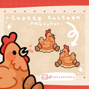 Premade PNGTuber: Chatty Chicken / cute / soft / PNGtuber /  Stream / Twitch / Cottagecore / Ready to use / Veadotube