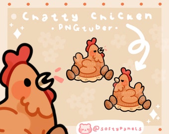 Premade PNGTuber: Chatty Chicken / schattig / zacht / PNGtuber / Stream / Twitch / Cottagecore / Klaar voor gebruik / Veadotube