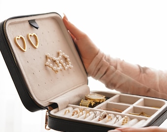 Jewelry Box Wood, Jewelry Organizer Holder Case, Necklace Storage,  Leather Jewelry Travel Case, Velvet Ring Box, Earring Organizer Box