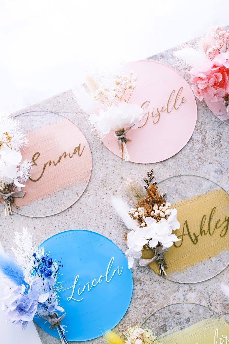 Floral Painted Acrylic Place Cards Custom Acrylic Wedding Etsy Canada