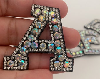 Rhinestone color  Patch Letters, iron on letter patches,Rhinestone patches for clothing DIY iron on alphabet