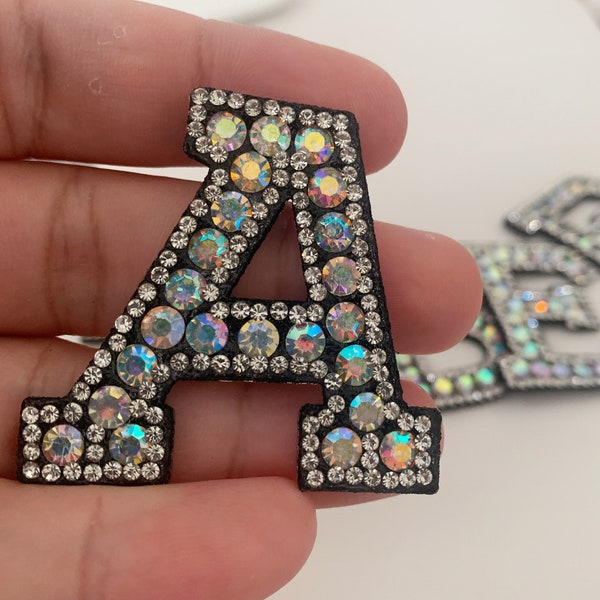 Rhinestone color  Patch Letters, iron on letter patches,Rhinestone patches for clothing DIY iron on alphabet