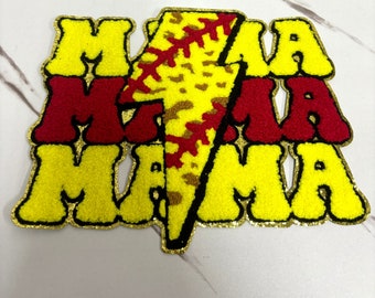 Softball MAMA,Chenille Patch,Glitter Letter Patch,Softball Shirt Design,Iron On Patches