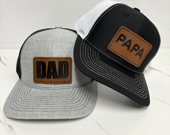 Custom Dad Hat,Hat Personalized Name and Year,Dad Hat with Leather Patch, Dad Birthday Gifts,Dad Trucker Hat,Gift for Husband