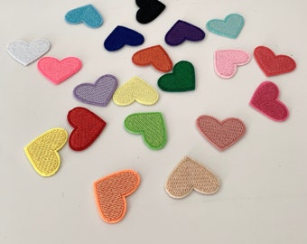Embroidered Heart Iron-On Patch Set: Multicolor Applique (4 Pcs)