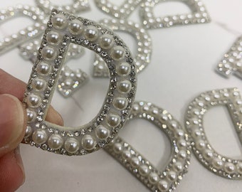 White Pearl Silver Rhinestone Sparkle Letter Patches, Personalized Patch ,Letters for Jean Jackets,DIY Patches, Bride Patch