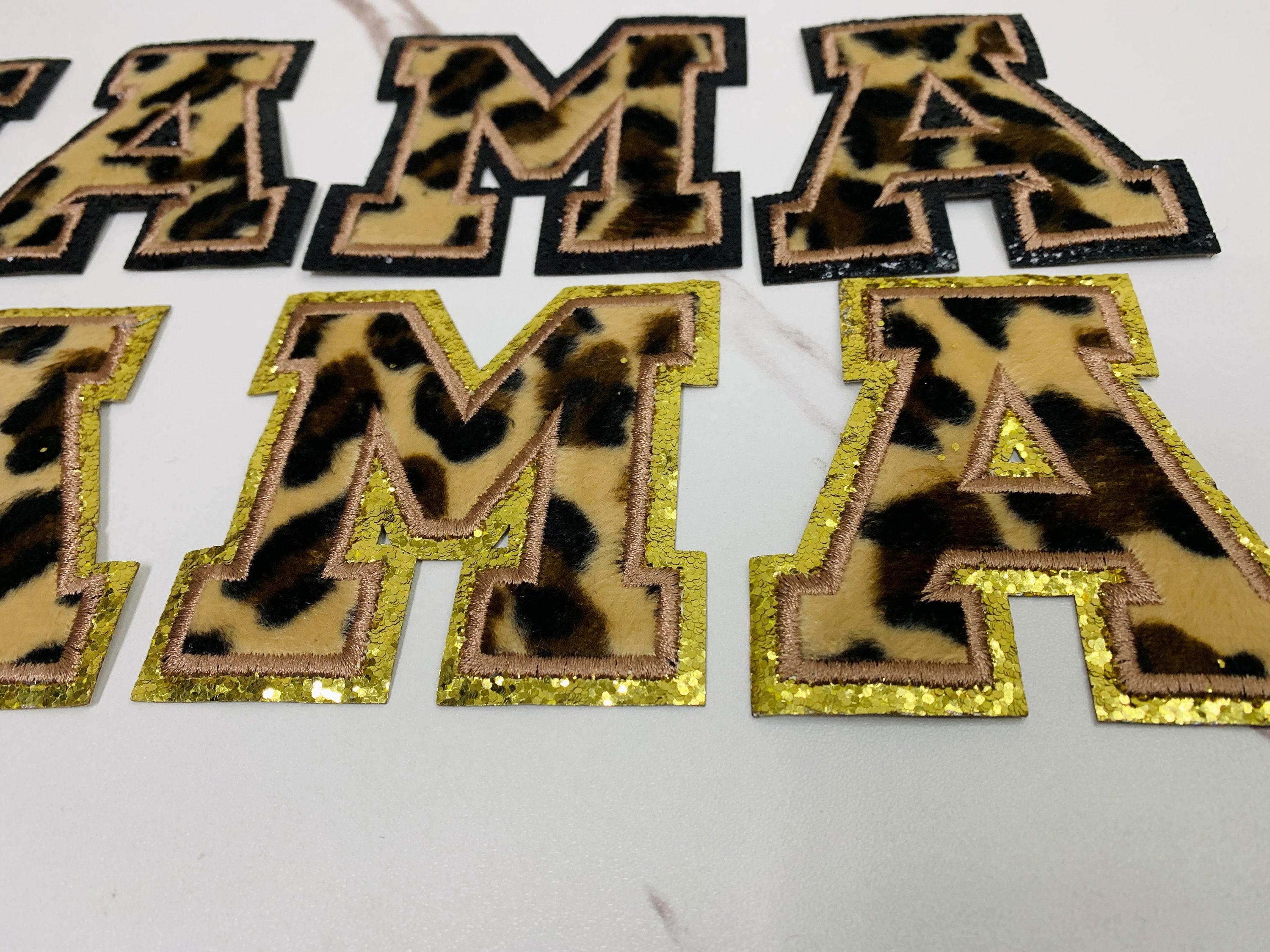 Iron On Varsity Letter Patches With Glitter Trim —