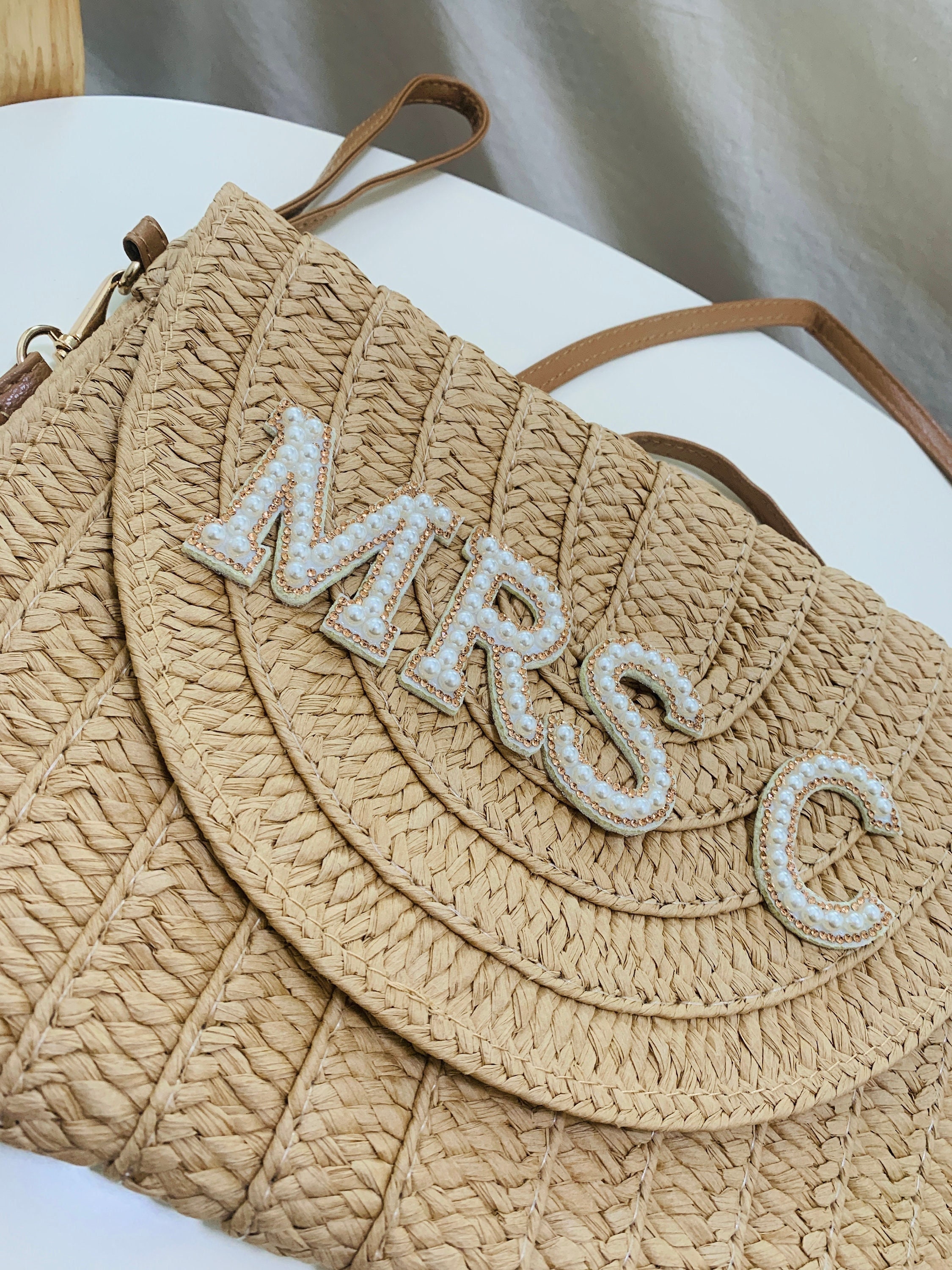 Personalised straw clutch bag Clearance