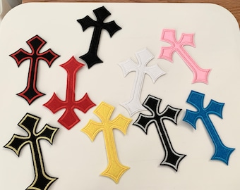 2 Pcs Gothic Cross Iron On Embroidered Patches