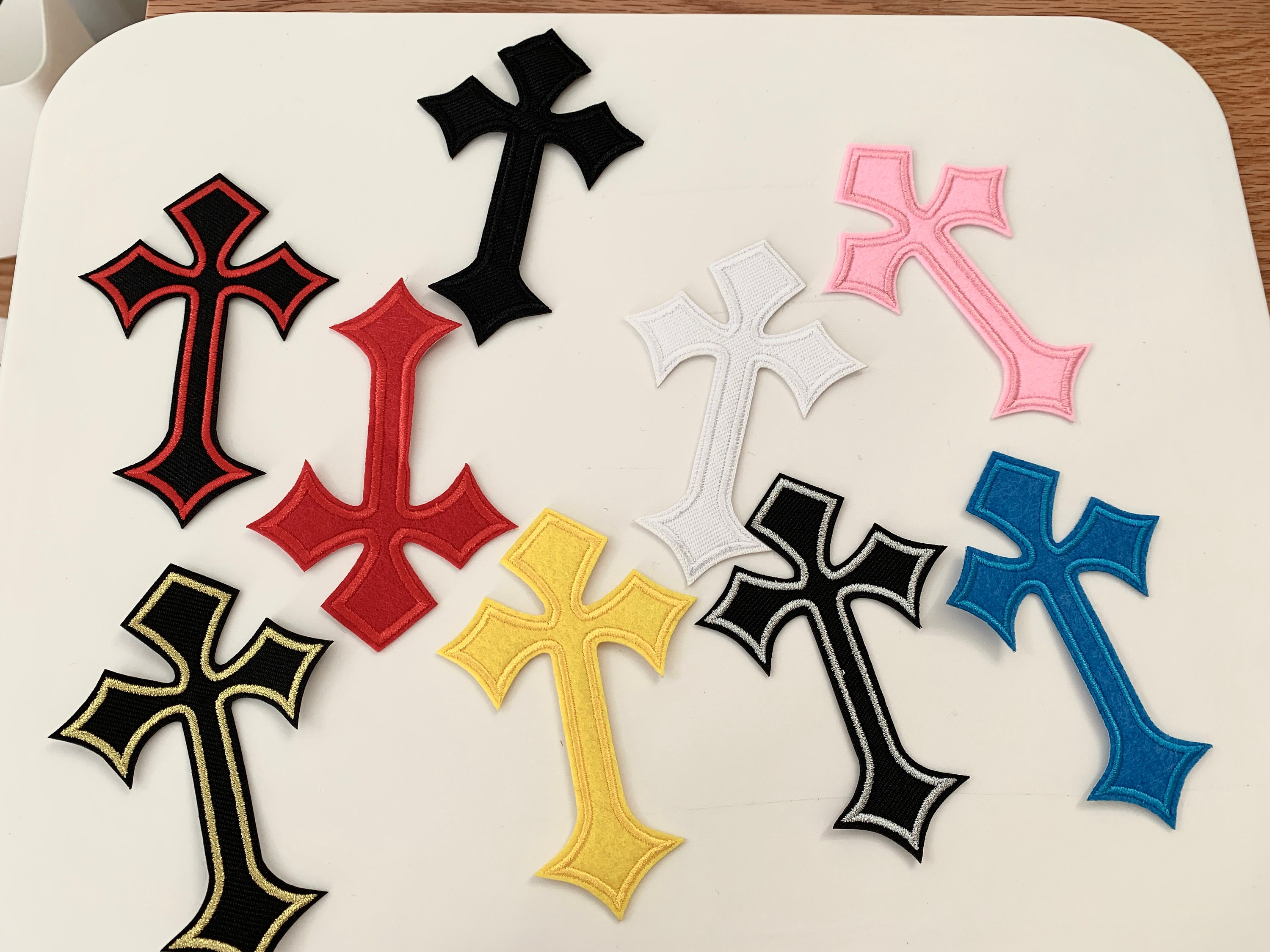 Gothic Cross Iron On Applique patch **27 Colours** Chrome Heart Cross  Religious