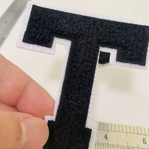 Parche de chenilla de 3 pulgadas, parche de letras de chenilla negra, alfabeto, parches de hierro, alta calidad, parche para chaqueta