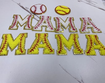 2.75" Baseball Softball MAMA Iron On Chenille Patch